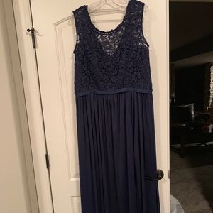 David's Bridal Navy Lace Bridesmaid Dress